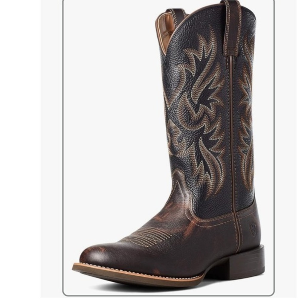 ARIAT Western Boots men's 10 D brown embroidered 12" EXCELLENT
